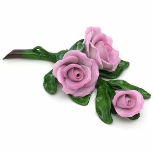 Art hand Auction हेरेंड आभूषण गुलाबी गुलाब हस्तनिर्मित हाथ से चित्रित चीनी मिट्टी के फूल मूर्ति हंगरी में निर्मित ब्रांड न्यू हेरेंड, आंतरिक सहायक उपकरण, आभूषण, अन्य