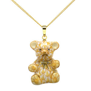 Art hand Auction Herend Teddy Bear Pendant with Yellow Scales, Hand Painted, Porcelain, Bear, Accessory, Made in Hungary, Brand New, Women's Accessories, Pendant Top, charm, others