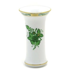 Art hand Auction Herend Aponyi Green Vase (06444) Hand-painted porcelain decorative vase, flower vase, flower arrangement, ornament, made in Hungary, brand new Herend, furniture, interior, Interior accessories, vase
