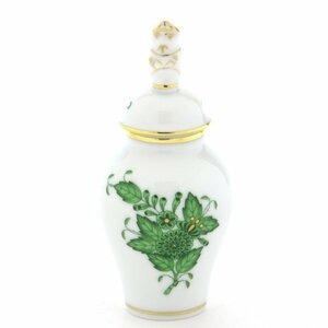 Art hand Auction Herend Vase (Mini) Apony Green Decorative Vase with Lid Mandarin Decoration Handmade Hand-painted Flower Vase Flower Arrangement Ornament Made in Hungary Brand New Herend, furniture, interior, Interior accessories, vase