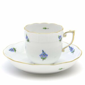 Art hand Auction Herend Coffee Cup & Saucer Forget-me-not Hand-painted Porcelain Mocha Cup Western Tableware Floral Coffee Cup and Saucer Tableware Made in Hungary Brand New Herend, Tea utensils, Cup and saucer, Coffee cup