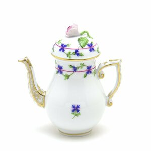 Art hand Auction ヘレンド コーヒーポット(ミニ) 小さな矢車菊の花飾り 薔薇飾り ハンドメイド 手描き 洋食器 テーブルウェア ハンガリー製 新品 Herend, 洋食器, 茶器, ポット