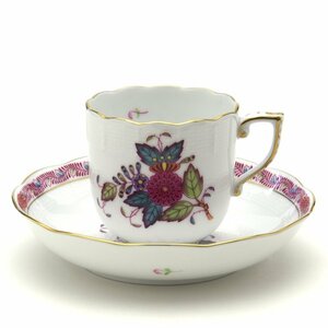 Art hand Auction Herend Kaffeetasse und Untertasse, Apony-Blume, Mehrfarbig, Handgemalt, Porzellan, Mokkatasse, Westliches Geschirr, Kaffeetasse und Untertasse, Blumenmuster, Hergestellt in Ungarn, Brandneu, Herend, Tee-Utensilien, Tasse und Untertasse, Kaffeetasse