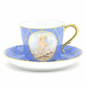 Art hand Auction ヘレンド コーヒーカップ&ソーサー フンボルト(ブルー) 手描き 磁器製 洋食器 マスターペインターのサイン入り ハンガリー製 新品 Herend, 茶器, カップ&ソーサー, コーヒーカップ