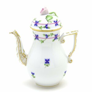 Art hand Auction ヘレンド コーヒーポット(S) 小さな矢車菊の花飾り 薔薇飾り ハンドメイド 手描き 磁器 洋食器 テーブルウェア ハンガリー製 新品 Herend, 洋食器, 茶器, ポット