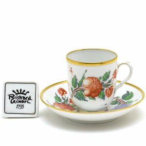 Art hand Auction [Edición limitada] Taza de café Richard Ginori Dupaquier Flores con soporte con logotipo de marca para tiendas, Nuevo, utensilios de té, taza y plato, Taza de café