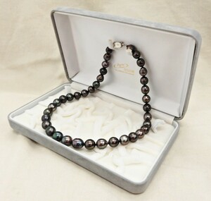 [USED goods 1 jpy ~] Black Butterfly pearl necklace off round Shape 8.3mm~10.9mm pearl . another document 