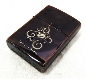 【JUNK品】 ZIPPO / ジッポー ライター Spiral ＋ Heart 2001年