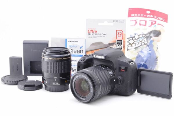 美品 Canon Eos Kiss x9i ダブルズームレンズセット SD(32GB)カード、おまけ付 ★1ヶ月保証★