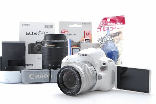 美品 Canon キヤノン Eos Kiss X9 ダブルズームレンズセット SD(32GB)カード、おまけ付 ★1ヶ月保証★