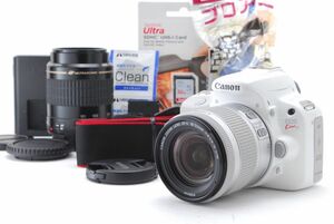 美品 Canon Eos Kiss X7 ホワイト ダブルズームレンズセット SD(32GB)カード、おまけ付 ★1ヶ月保証★