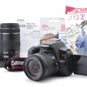 美品 Canon キヤノン Eos Kiss X10 ダブルレンズセット SD(32GB)カード、おまけ付 ★1ヶ月保証★