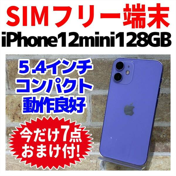 SIMフリー iPhone12mini 128GB 213 パープル バッテリー良好