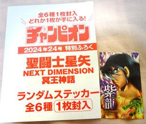 少年チャンピオン24号付録★聖闘士星矢 NEXT DIMENSION 冥王神話 ランダムステッカー「紫龍」　※送料63円