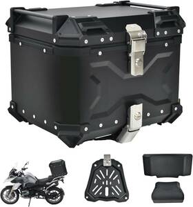 kaitou 高級リアボックス バイク用 トップケース 大容量 防水 防塵 アルミ 簡単脱着 バックレスト 45L