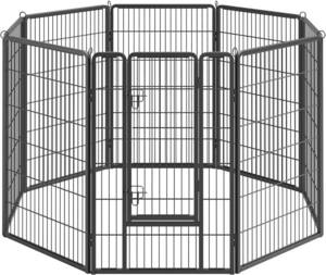 FEANDREA ペットサークル 高さ120cm 大型犬用 超大型犬用 パネル8枚 複数連結可能 スチール製 組立簡単 折り畳み式