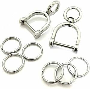 [TAKES] key ring D ring made of stainless steel 360 times rotation D can smart key men's key holder key chain gold 