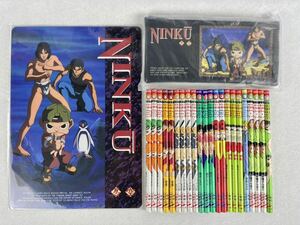 NINKU 忍空 ソフトペンケース 下敷き ショウワノート ・SEGA NINKU 忍空 じゃんけん付 えんぴつ22本 3点セット 当時物　日本製 駄菓子屋