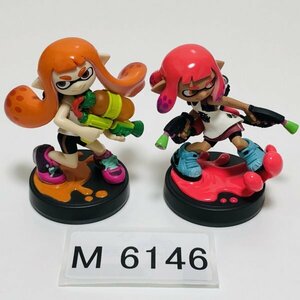 M6146 ●中古 美品 即決●amiibo ガール オレンジ + ネオンピンク セット (スプラトゥーン アミーボ イカガール) ●