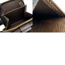 中古 ルイ・ヴィトン 二つ折り財布 コンパクトジップ N61668 ダミエキャンバス ブラウン ゴールド金具_画像10