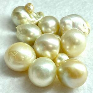 ［ゴールデンパール9点おまとめ］A 50g/250ct 約17-19mm珠 pearl パール 南洋白蝶 本真珠 jewelry 裸石 宝石 golden pearlの画像3