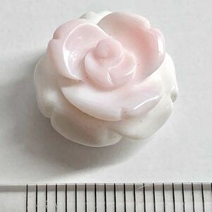 ［コンクシェル13.638ct］J 約14.9×14.0mm 花　バラ 薔薇 ばら flower conch shell ルース 