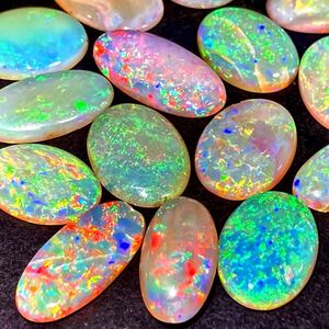 遊色効果抜群!!［天然オパール15点おまとめ100ct］J ルース 裸石 宝石 ジュエリー jewelry opal 遊色 虹 DG5 ①