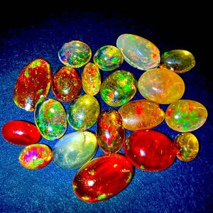 遊色効果!!★天然ファイヤーオパール20点おまとめ30ct★m ルース 裸石 宝石 ジュエリー jewelry opal 遊色 water fire ②