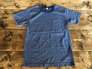 新品 未使用 MAYO SPRUCE インディゴボーダー indigo 半袖Tシャツ USA メイヨースプルース ポケットTシャツ ポケTee 藍染 ヘビーウェイト 