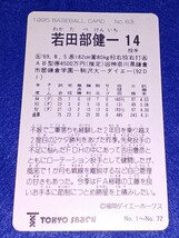 即決 送料無料 東京スナック 福岡 ダイエーホークス 1995 ベースボールカード 若田部健一 直筆サイン カード / プロ野球 選手_画像2