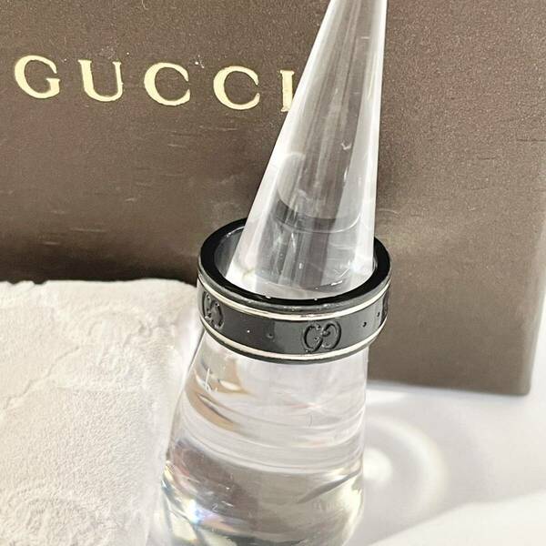 正規品 箱付き 保存袋付き GUCCI グッチ アイコンリング GG セラミック 指輪 リング 黒 ブラック 12号 アクセサリー 