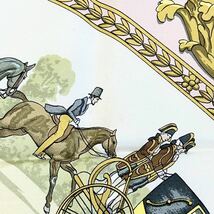 正規品 エルメス HERMES ロンシャンへの散歩 スカーフ シルク製 馬車 ピンク カレ90 ハンカチ バンダナ_画像8