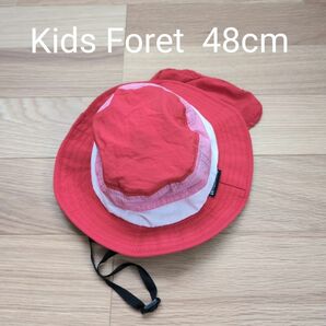 Kids Foret キッズフォーレ 日除け付き帽子 ハット 赤 レッド 48cm
