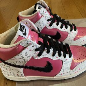 ナイキ ダンク ハイ gs 24cm ホワイト ピンク スニーカー ハートマーク nike dunk high シルバー 白