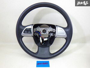 【中古 良品】ホンダ 純正 JC1 JC2 ライフ ディーバ DIVA レザー ステアリング ハンドル オーディオ スイッチ 付き 青ステッチ 棚3-3