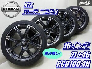 ●【歪み無し!】 日産 純正 K13 マーチ ニスモ S 16インチ 7J +46 PCD100 4H DUNLOP DIREZZA DZ0102 205/45R16 4本 棚P-5