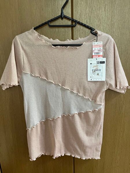 しまむら 半袖 ベージュ メロウ メロー ラメ