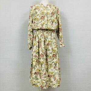 【477】Plidoul TOKYO STIYE 東京スタイル シャツ セットアップ ロングスカート 花柄 長袖 レトロ ノーカラー ボタン