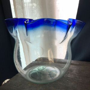 古い金魚鉢　ガラス　気泡