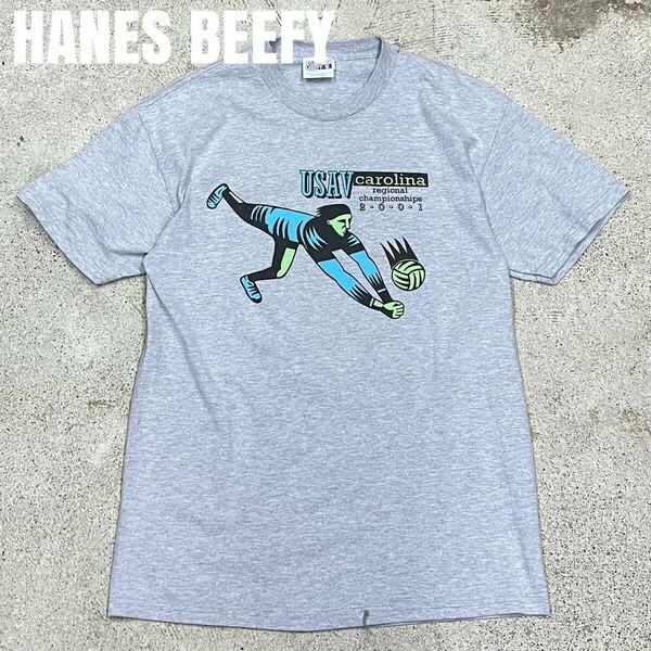 ＊7614 HANES BEEFY ヘインズ　USAV 2001 Tシャツ