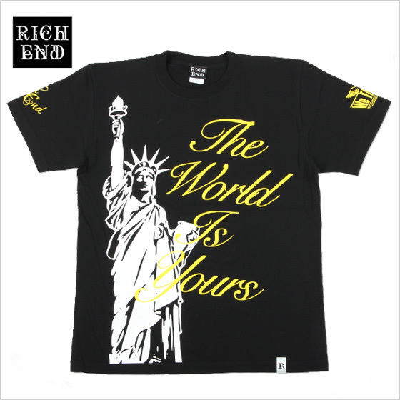 RICHEND/リッチエンド Ｔシャツ 【LIBERTY】ブラック×ホワイト×イエロー（サイズ：M）アメージング 服 黒 白 黄 ストリート 自由 女神 