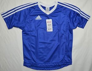 W0419★adidas★ゲームシャツ★L3362★586888 　ブル-Xホワイト３ライン 150