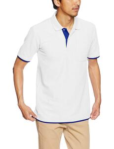 W0049*[ Gris ma-]* short sleeves 4.4 ounce dry Layered polo-shirt [ pocket attaching ] 00339-AYP [ men's ] * white x royal blue SS