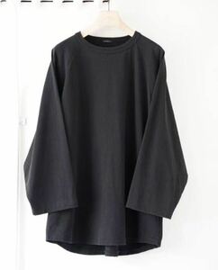 COMOLI 24SS コットンジャージ ベースボールTシャツ FADE BLACK サイズ2