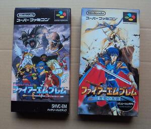 良品揃い★・SFC　「 ファイアーエムブレム　紋章の謎・聖戦の系譜 　２個まとめて 」 ★箱・取説・操作カード付　動作確認済　端子清掃済
