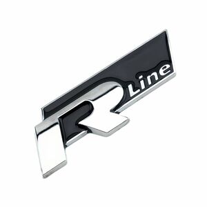 フォルクスワーゲン ゴルフ アルミ製　1個　R LINE エンブレム シルバー　ブラック