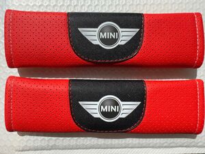  BMW MINI ミニクーパー シートベルトカバー 2個セット レッド&ブラック