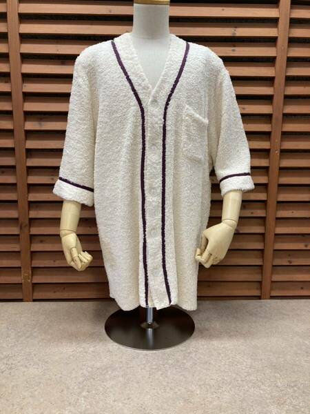 送料無料 N 099美品【ANDFAMILYS アンドファミリーズ】タグ付 SHH-2208702 PILE BASEBALL SHIRTU オフホワイト/ワイン SIZE S