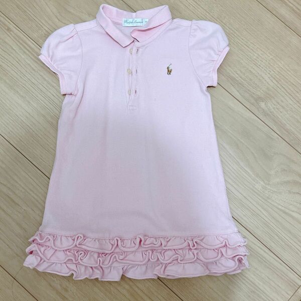 ラルフローレン　ワンピース　80 ピンク　シミあり 女の子 半袖ポロシャツワンピース 子供服