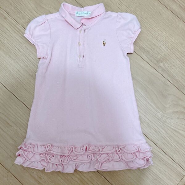 ラルフローレン ワンピース 80 ピンク シミあり 女の子 半袖ポロシャツワンピース 子供服